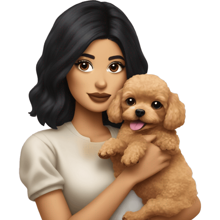 Kylie jenner holding a golden toy poodle emoji