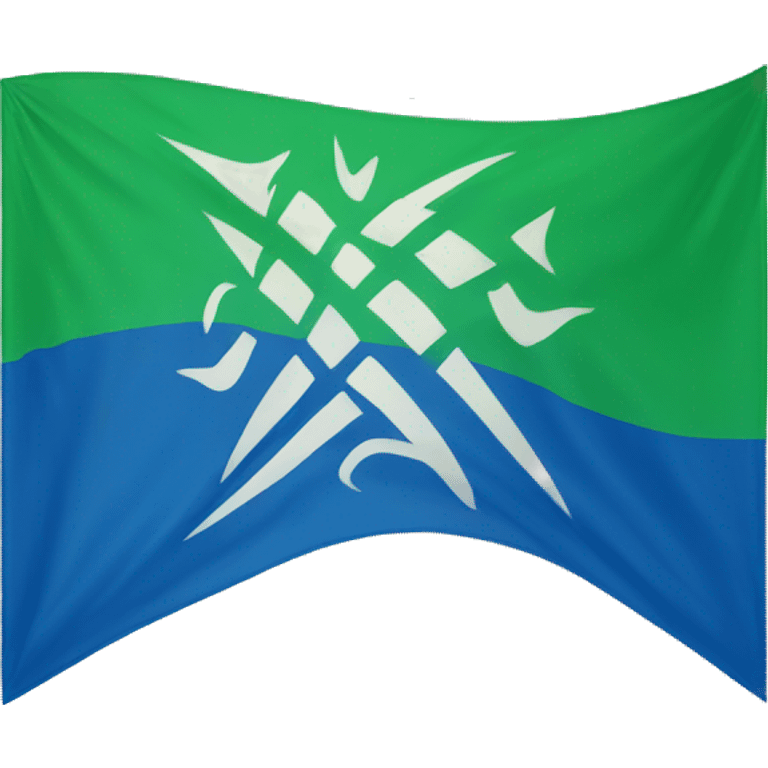 tribal horizontal flag with the top in blue and the below in green  emoji