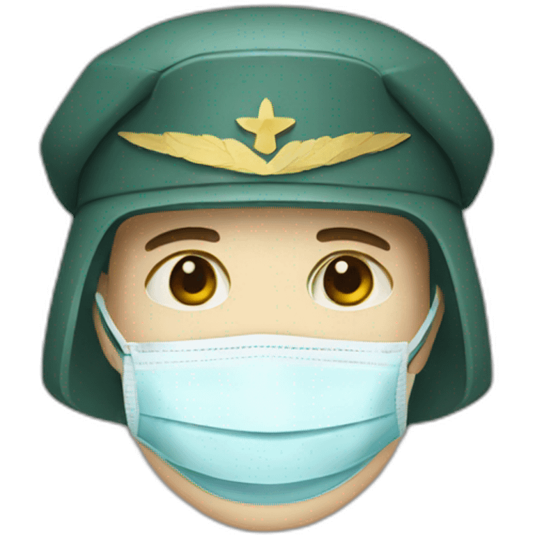 a military face in a Medical masks emoji