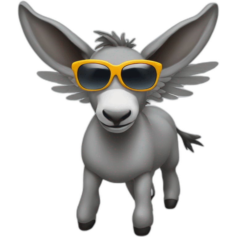 flying donkey with wings and sunglasses emoji