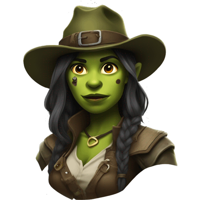 Fierce Orc ranger wearing fedora woman emoji