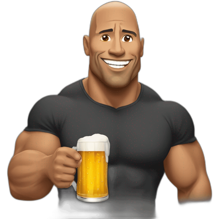 The rock qui boit une bière emoji