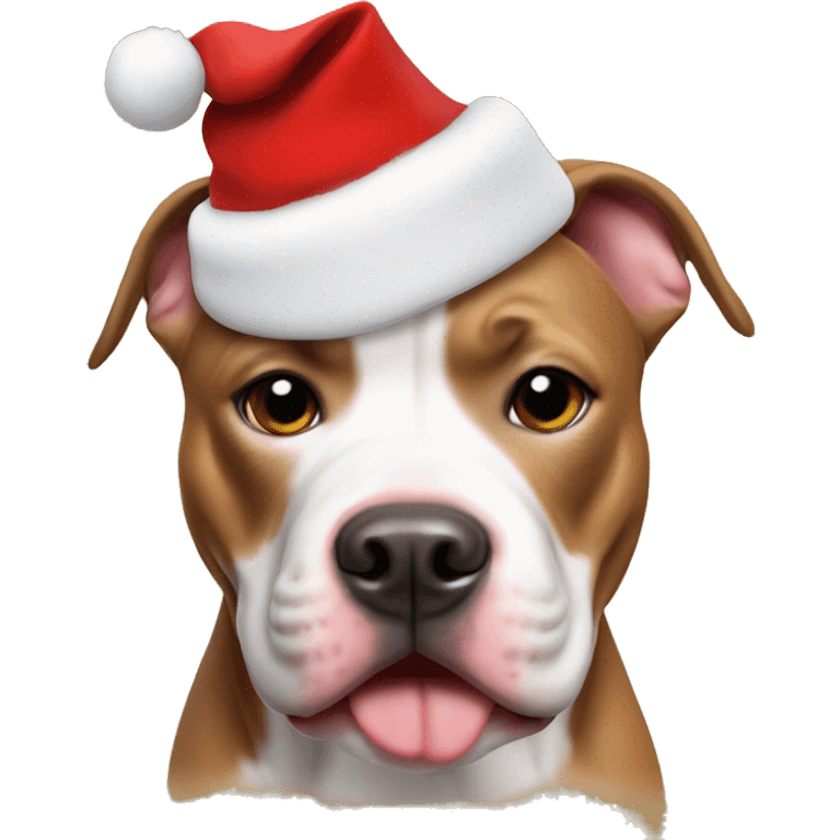 A pitbull wearing a Santa hat emoji