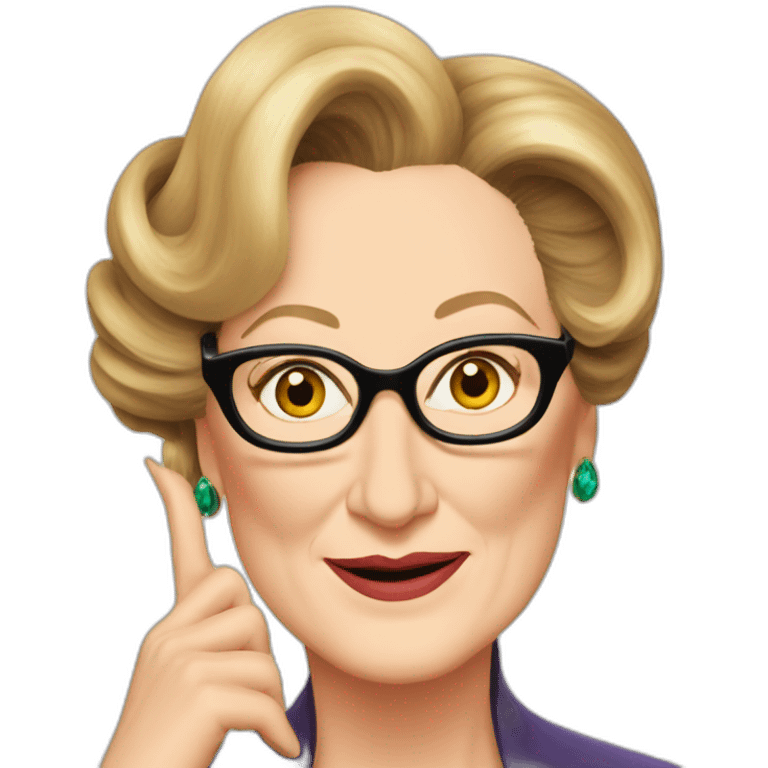 Meryl Streep listens to gossip with her big ear emoji