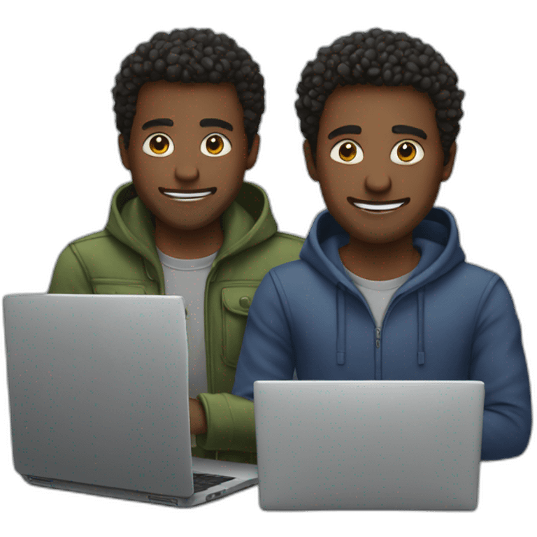 two guys usin their laptops emoji