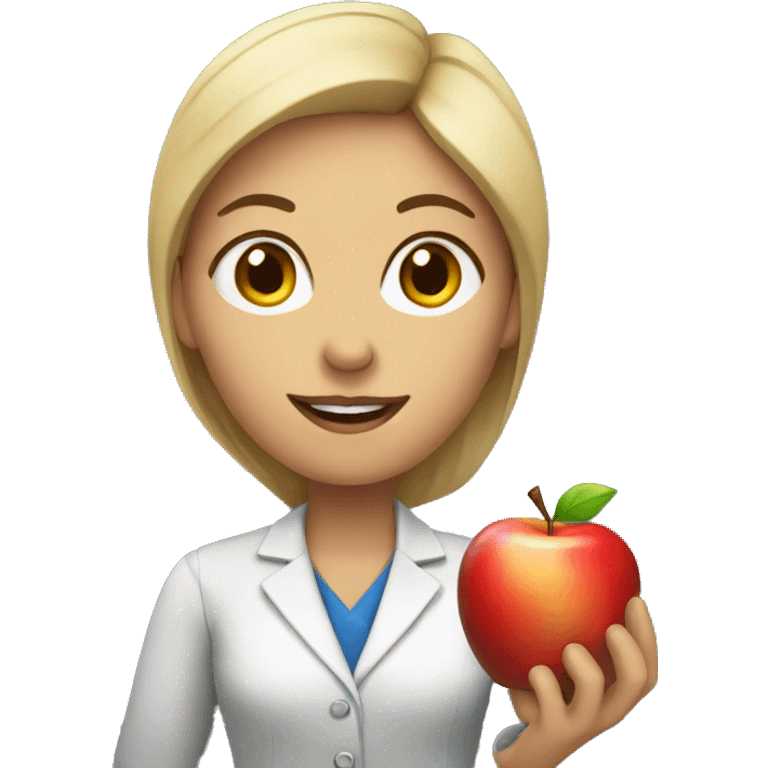 Female teacher with an apple emoji