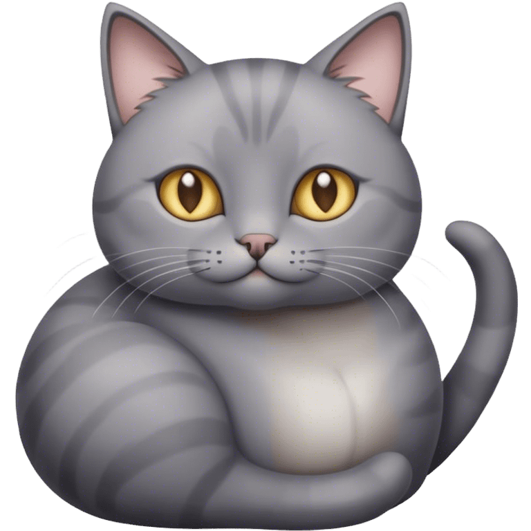 Gorgeous grey cat with white mark on belly emoji