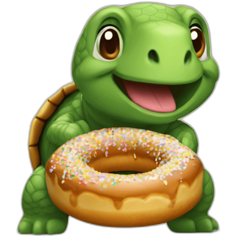 Tortue qui mange un donnut emoji