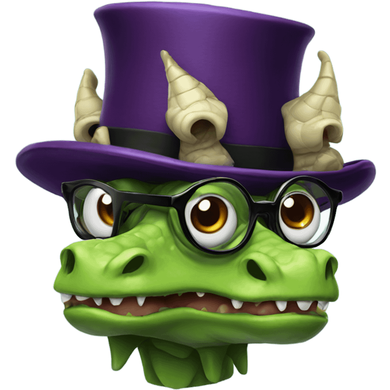 Classy three headed dragon with glasses and top hats emoji