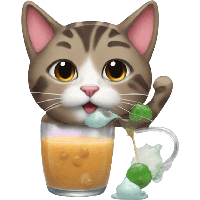 cat drinking boba emoji