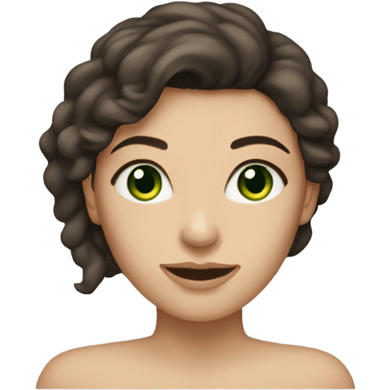 brunette woman, green eyes, white skin emoji