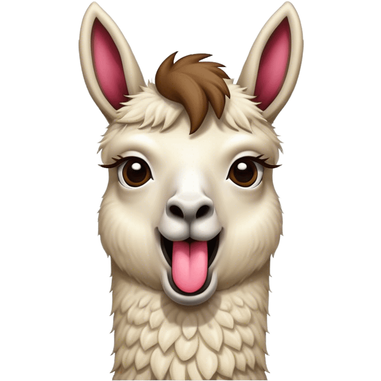 llama silly face, long tongue sticking out emoji