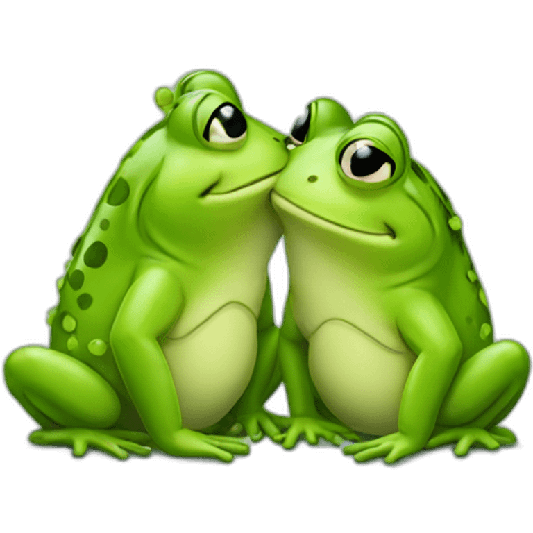 Sleepy happy kissing frogs emoji