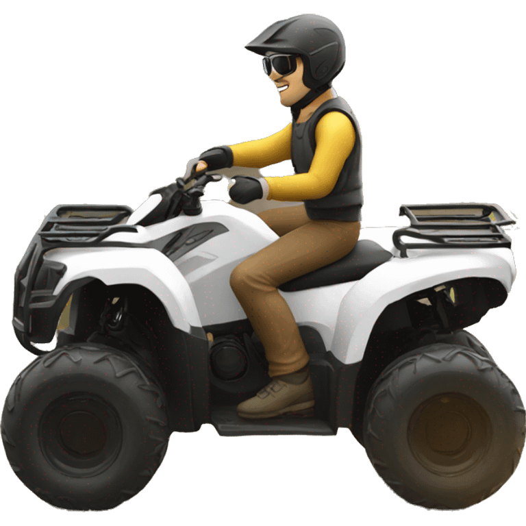 quad bike white with developer with sunglasses riding emoji