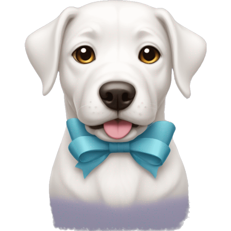 White Doggo argentino with bow emoji