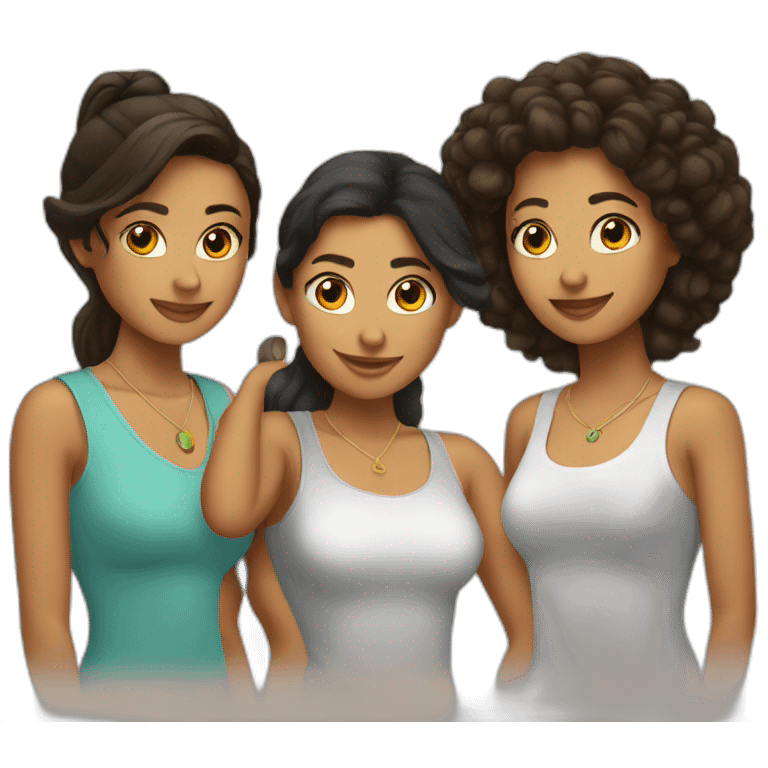 3 latin female friends emoji