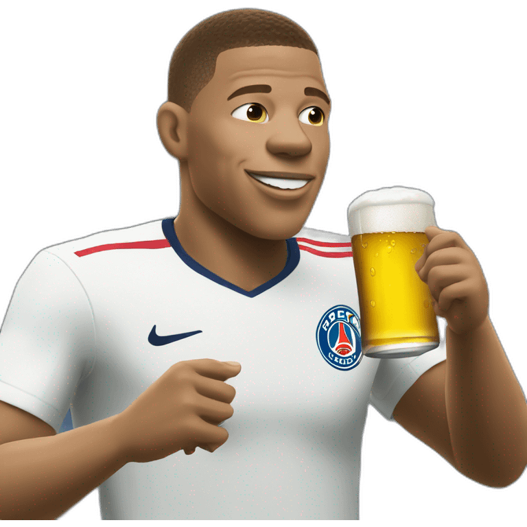 Mbappé drinking beer emoji