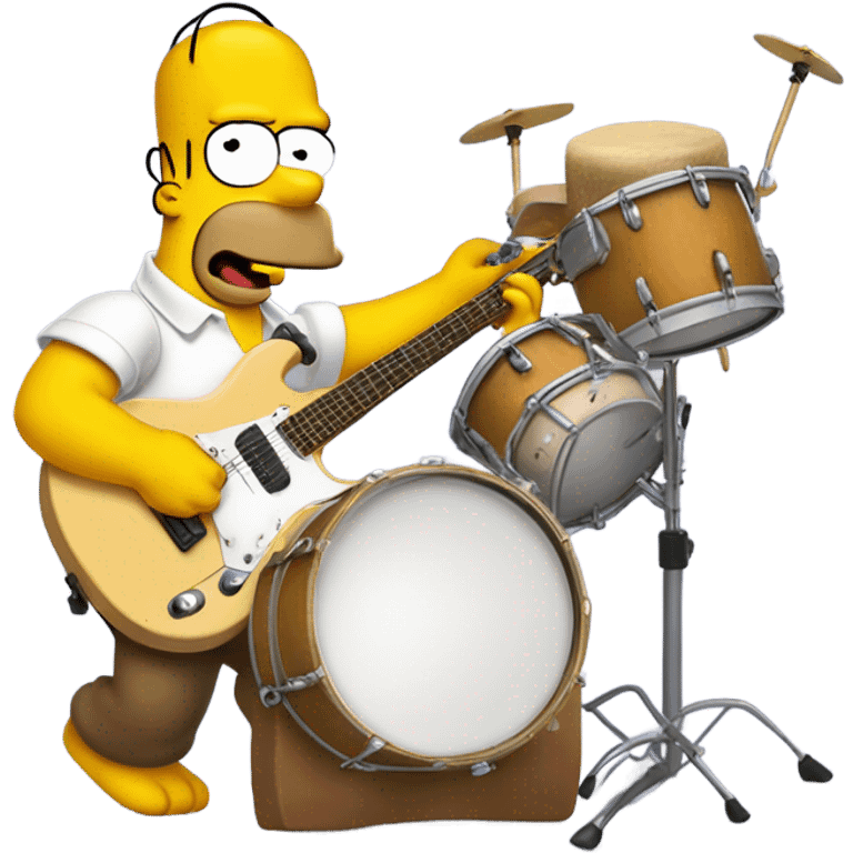 Homer Simpson with a monkey playing instruments inside emoji