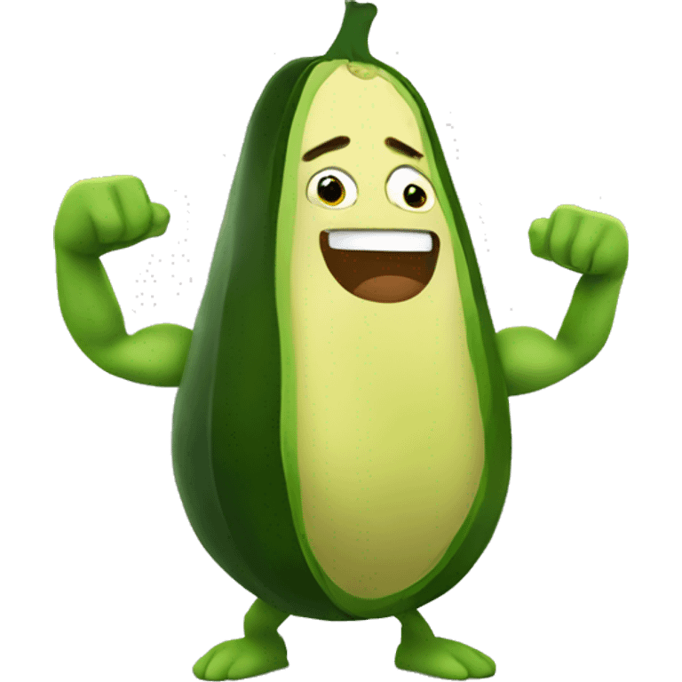 avocado character with muscular arms emoji