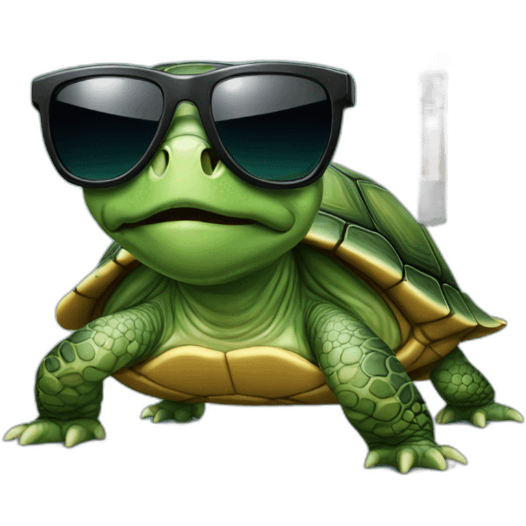 turtle with sunglasses and a cigarette emoji