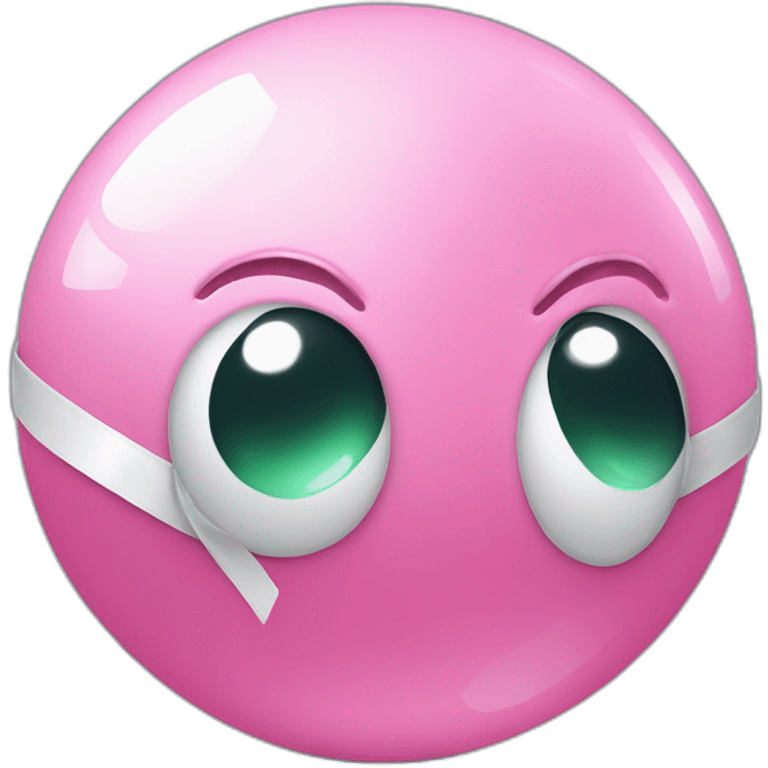 pink ball with top ribbon and white eye emoji