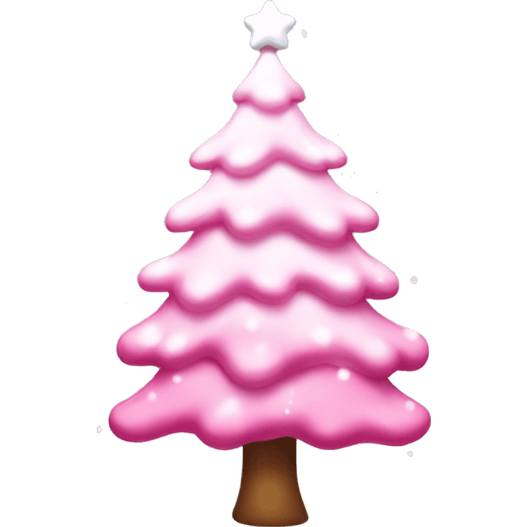 Cute pink christmas tree with white snow dripping off of it emoji