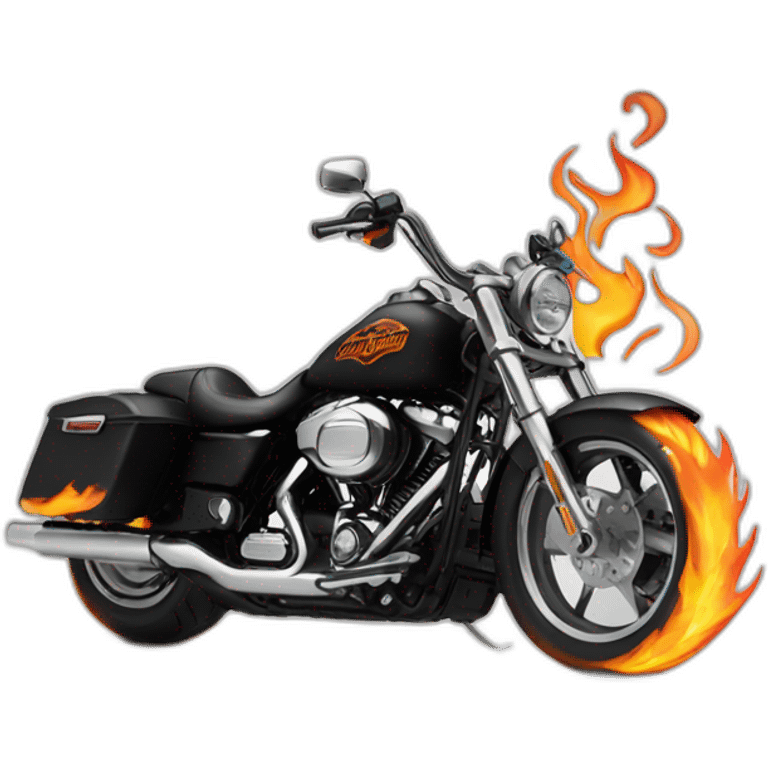 Harley Davidson with flames emoji