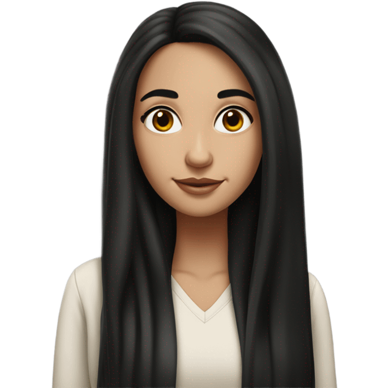 Hyper Realistic Beautiful Spanish girl brown eyes straight very long dark black hair  emoji