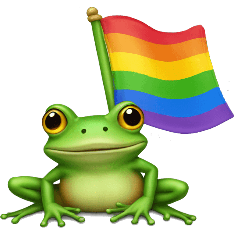 A frog with a gay flag emoji