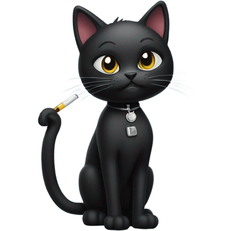 black cat holding vape emoji