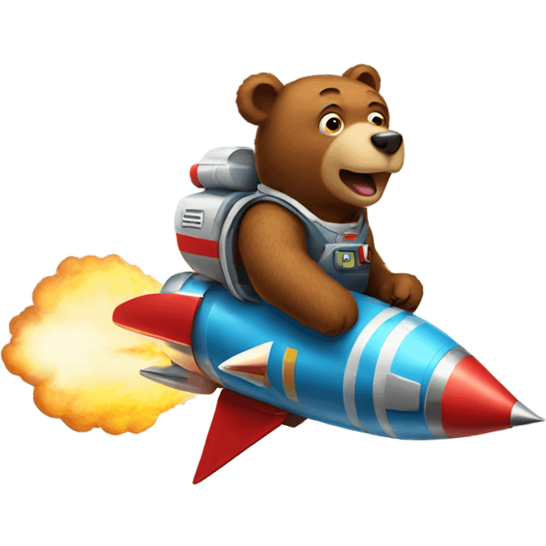 Bear riding a rocket emoji