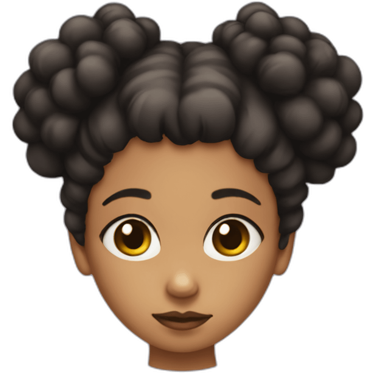 girl with 2 afro puffs and with a frown emoji