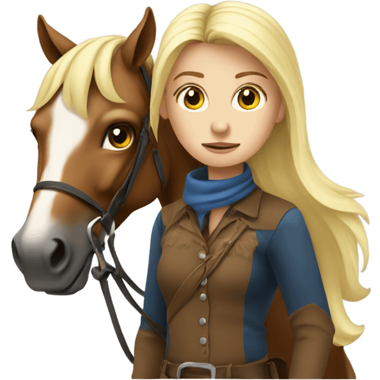 White blonde girl riding horse looking sad emoji