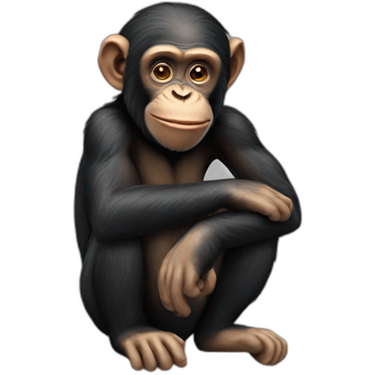 Chimp thinking pose emoji