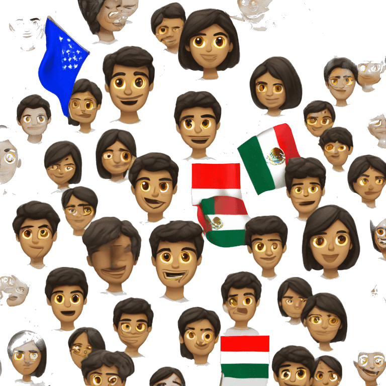 Hispanic college student with american and mexican flag next to them emoji