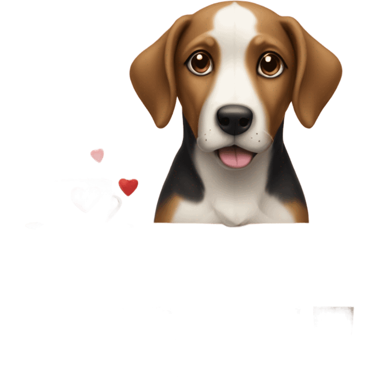 realistic dog with heart table emoji