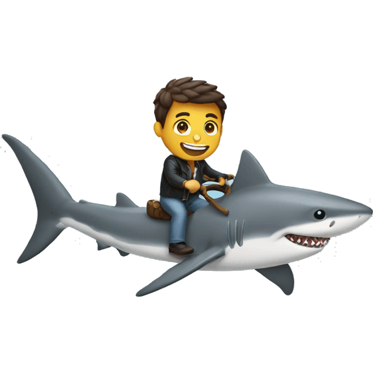 Man riding a shark emoji