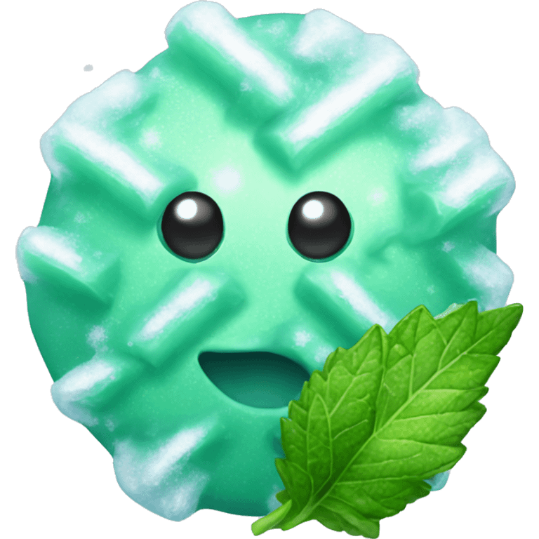 frozen mint with ice and snow on them emoji