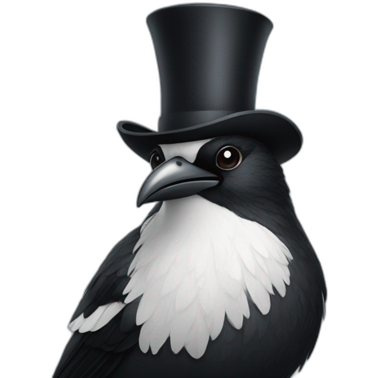 Magpie with a grey beard and handlebar moustache emoji