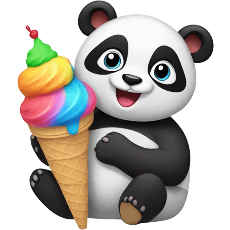 Panda eating ice cream emoji