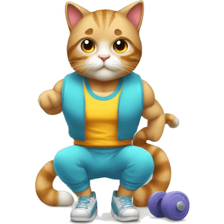 a cat in the gym training in clothes emoji