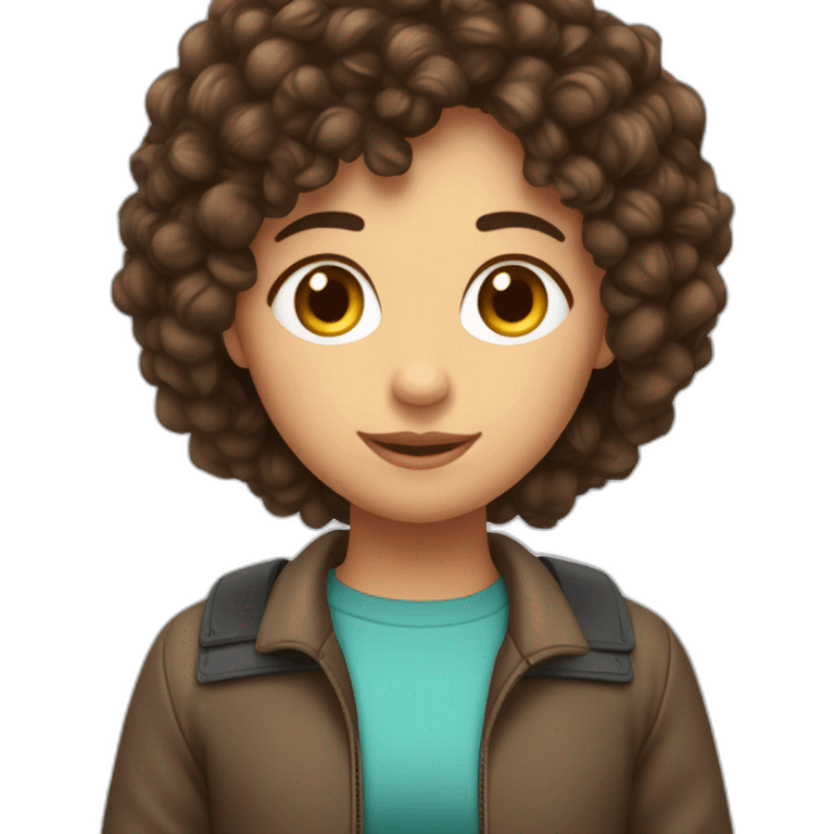 une meuf brune avec les cheveux bouclé emoji