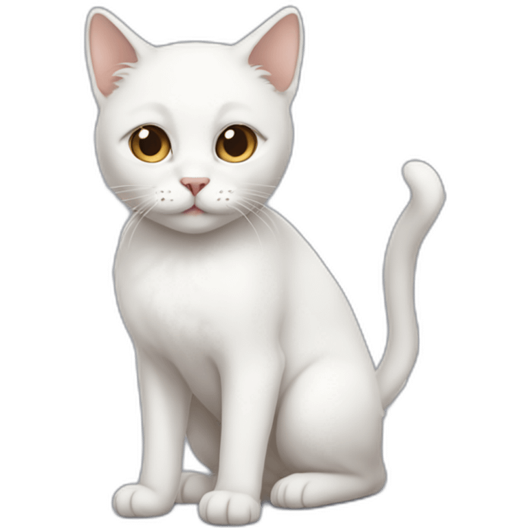 white cat but a bit brown hair in face full body emoji