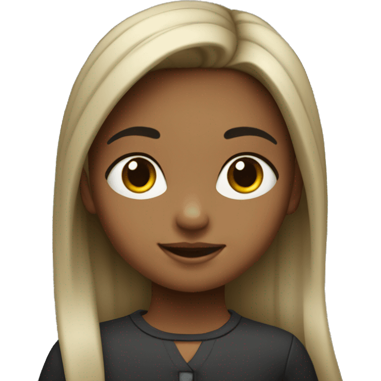 niña con pelo negro y liso emoji