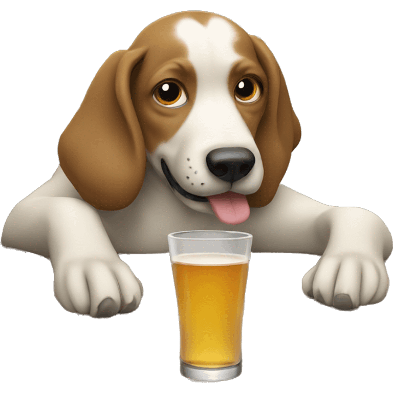 A dog drinking with a Stanley  emoji