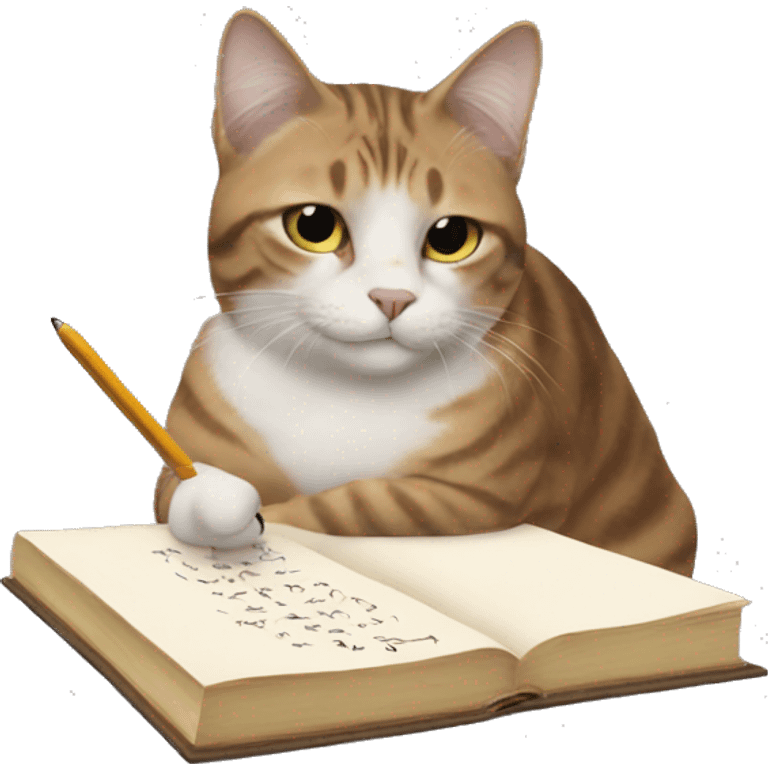 A cat writing Meh emoji