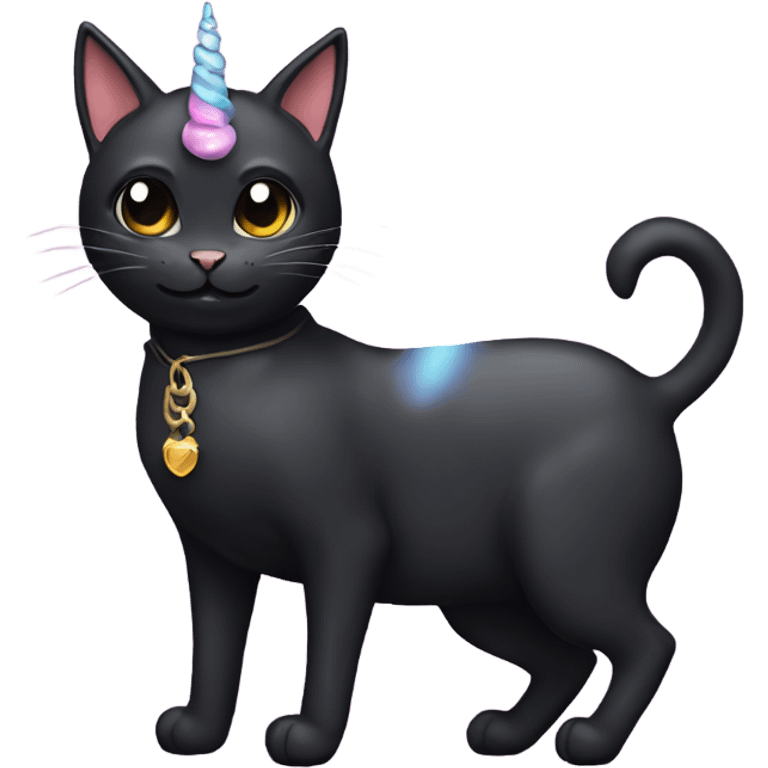 Black cat with unicorn emoji