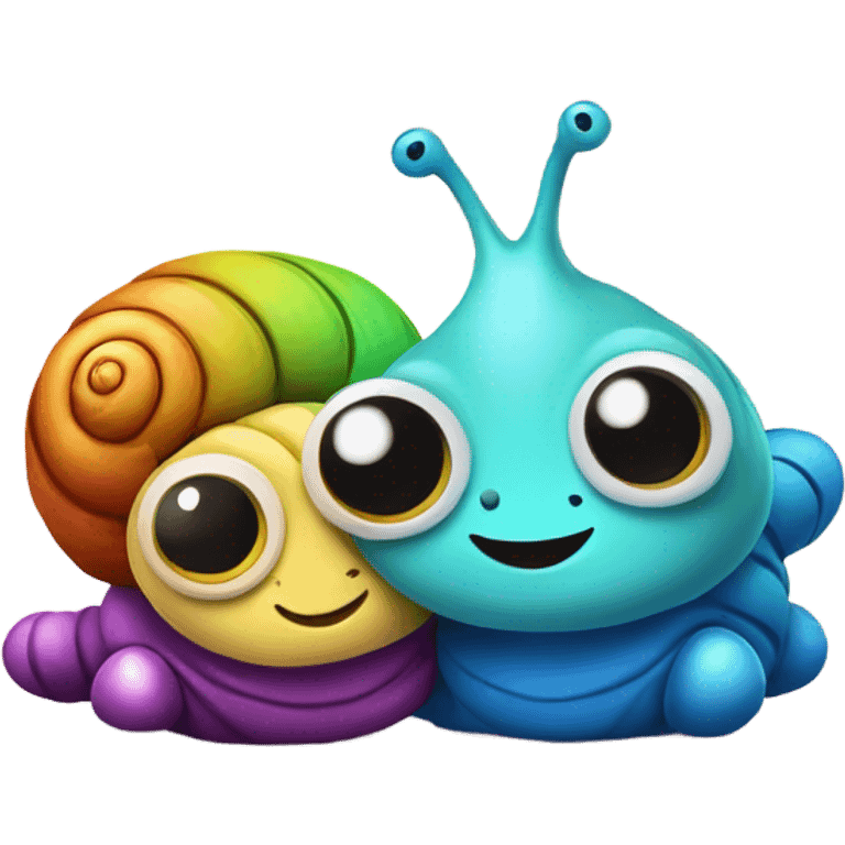 Two adorable snails that are best pals  emoji