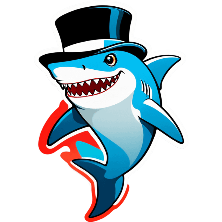 Shark with a top hat emoji