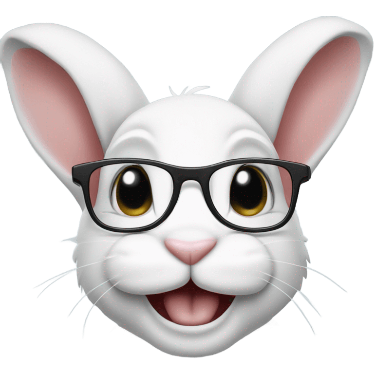 Bunny wearing glasses and smiling  emoji